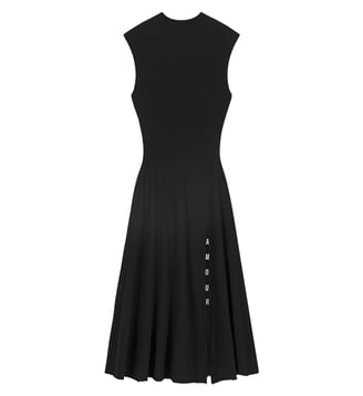 Robe cotelée avec fente latérale - Maje - Noir