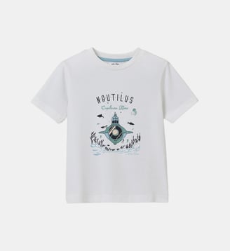 T-shirt Enfant Collection Jules Verne - Coton biologique - Cyrillus - Blanc