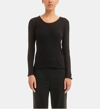 T-shirt dentelle en coton et modal - BELINA - Pablo - Noir