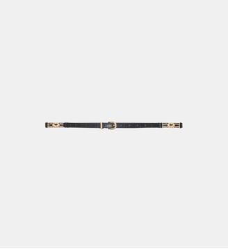 Ceinture fine en cuir effet croco - Maje - Noir