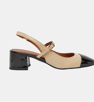 Escarpins Sling back Doumy en cuir vernis - Jonak - Beige et noir
