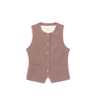 Gilet col rond uni VRENZ - La Petite Etoile - Marron