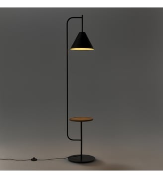 Lampadaire avec tablette métal fer et chêne - La Redoute Interieurs - Noir