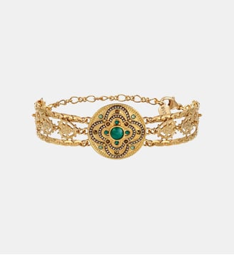 Bracelet manchette réglable   - Positano - Satellite - Vert
