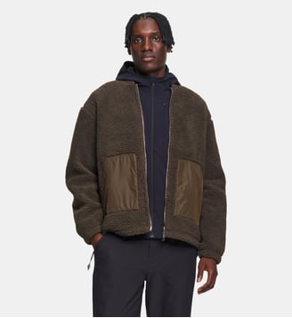 Blouson bomber sherpa détails contrastants zippé - Aigle - Bois