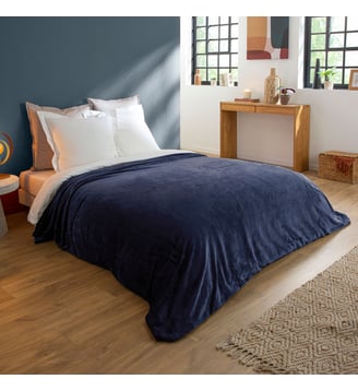 Couverture Polaire Extra Douce Coloris Bleu - Dodo - Bleu foncé