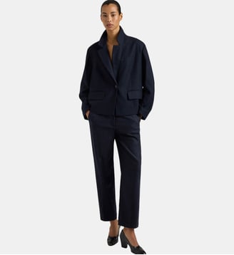 SILFUR OFFICE PANTS IN FLANNEL - NAVY BLUE - Momonì - Bleu