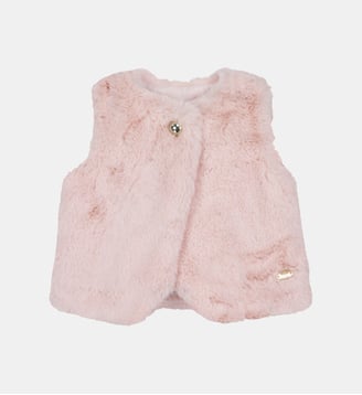Gilet - Rosée moyen imitation fourrure - Tartine Et Chocolat - Rose pâle
