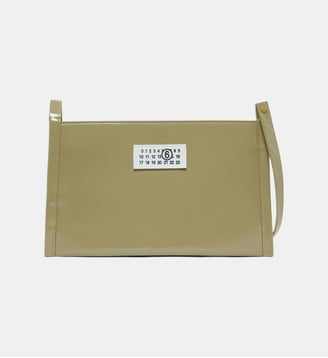 Sac bandoulière brillante avec logo - MM6 Maison Margiela - Vert olive foncé
