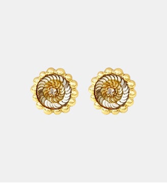 Boucles d'oreilles tige percée Angèle rond brodé  - Angele - Satellite - Doré