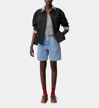 Short droit denim délavé - Claudie Pierlot - Denim bleu