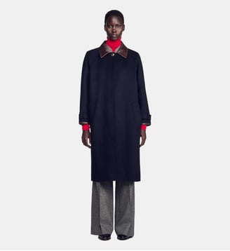 Manteau long en laine double face - Sandro - Noir