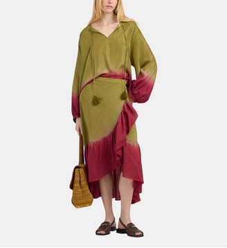 Jupe isleta en habotai tie&dye - Momonì - Vert et rouge