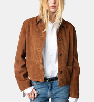Blouson Lessa 100% Cuir Suede - Zadig&Voltaire - Marron cognac