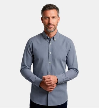 Chemise mini vichy multico coupe droite - Atelier Privé - Marine