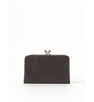 portefeuille en cuir à fermoir - Agnès b. - Marron moka