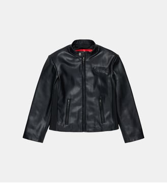Veste biker avec logo imprimé - Diesel Kids - Noir