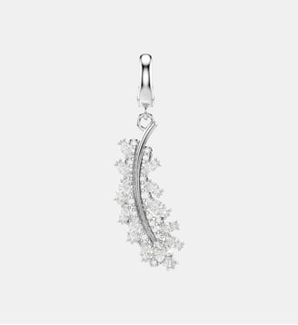 Charm Vienna, Plume, Métal rhodié - Swarovski - White et rrhodium plated