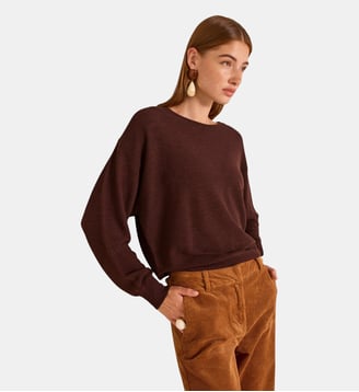 Pull À Manches Longues En Laine Mélangé Alea - Maison 123 - Aubergine