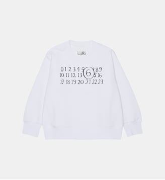 Sweat-shirt à col rond avec logo - MM6 Maison Margiela - Blanc