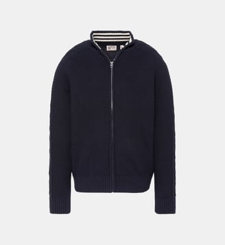 Cardigan en maille texturée - Schott - Bleu marine