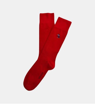 Chaussettes brodées en coton - Ski - Arthur - Rouge