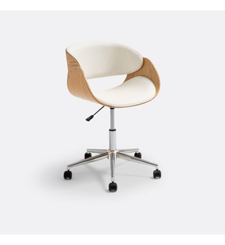 Fauteuil de bureau à roulettes - La Redoute Interieurs - Chêne et blanc