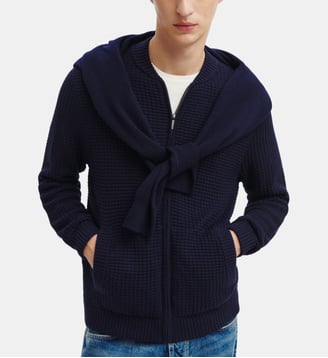 Gilet zippé point gaufré - Bompard - Marine