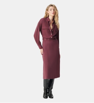 Robe chemise maille longue avec ceinture Ikks