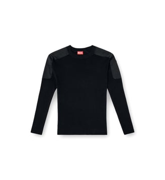 Pull côtelé avec empiècements aux épaules - Diesel - Noir