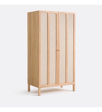 Armoire 2 portes, plaqué frêne et lin - La Redoute Interieurs - Teinté chêne et lin