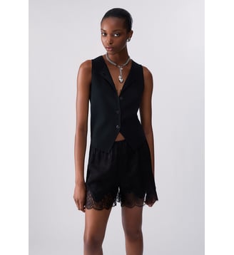 Gilet en maille avec détail en dentelle - Liu Jo - Noir