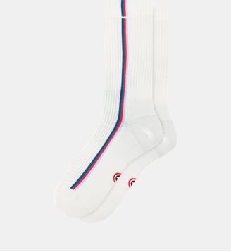Chaussettes de sport mi-hautes rayées bleu et vert Le Slip Francais