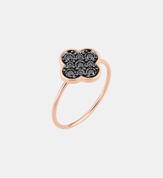 Bague serti, diamants noirs, or rose Morganne Bello