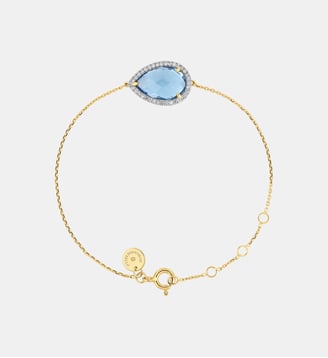 Bracelet, topaze swiss blue, diamants, or jaune - Morganne Bello - Or jaune