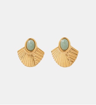 Boucles d'oreilles demi-lune en acier inoxydable avec pierre - Balaboosté - Doré