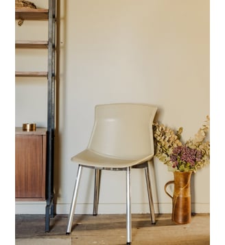 Chaise en cuir Alma N°862- Produit chiné - Debongout - Beige