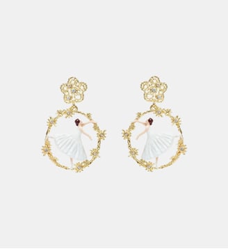 Créoles Ballerine dansante et fleur en filigrane - Les Néréides - Multicolore
