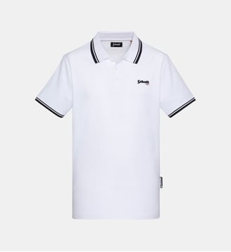 Polo noir en coton piqué - Schott - Blanc