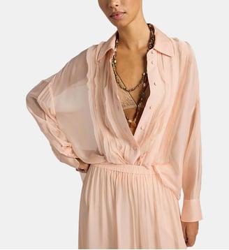 Chemisier lucia en mousseline unie - Momonì - Rose