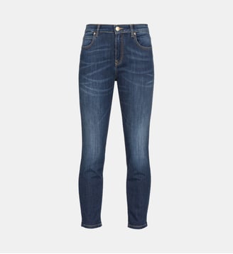 Jean skinny en denim stretch avec broderie au dos - Pinko - Bleu délavé