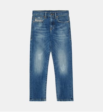 Jean coupe regular délavé bleu moyen - D-Viker - Diesel Kids - Denim bleu
