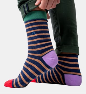 Chaussettes en coton peigné à rayures larges - Billybelt - Bleu marine et beige