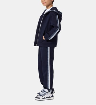 Sweat zippé à capuche - Lanvin Kids - Bleu de chine