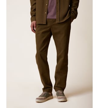Pantalon élastique en tissu sergé - Faguo - Vert olive foncé