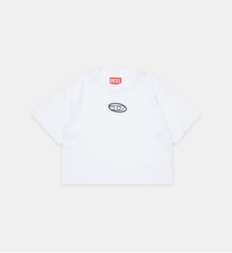 T-shirt en jersey ample avec logo Oval D - Diesel Kids - Blanc