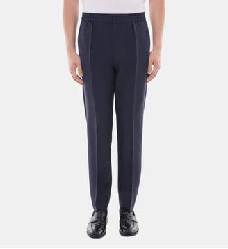 Pantalon élastiqué en flanelle de laine - Fursac - Marine