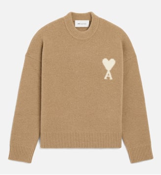 Pull unisexe en alpaga Ami de Coeur - AMI Paris - Beige mastic et ecru