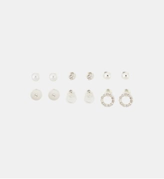 Set de 6 paires de puces d'oreilles perles - Balaboosté - Argenté