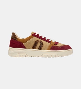 Baskets basses Nora suède - Odaje - Bordeaux et beige